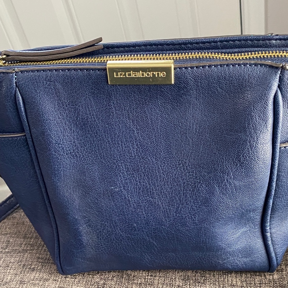 Liz Claiborne Blue Crossbody Bag with Gold Accents